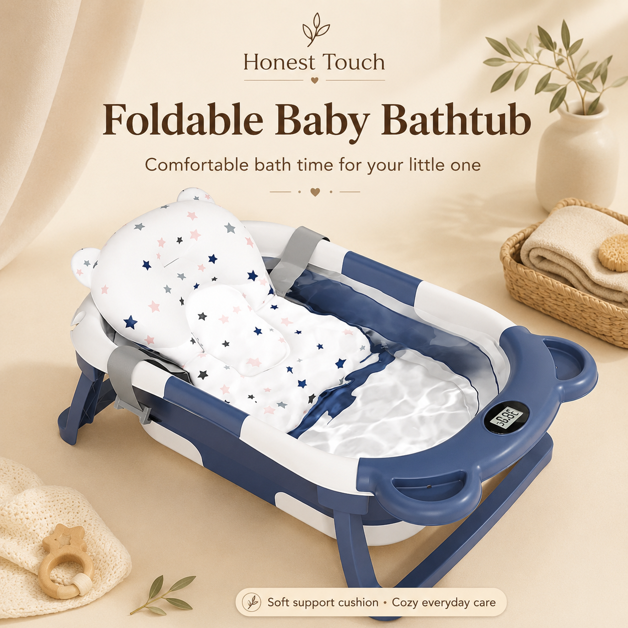 Baby Bath – Temperature-Sensing, Non-Slip & Portable Newborn Bath
