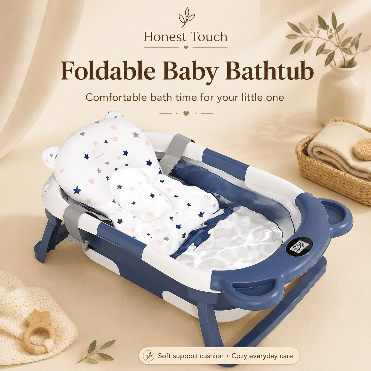 Baby Bathtub Temp-Sensing | Gentle Bath Comfort