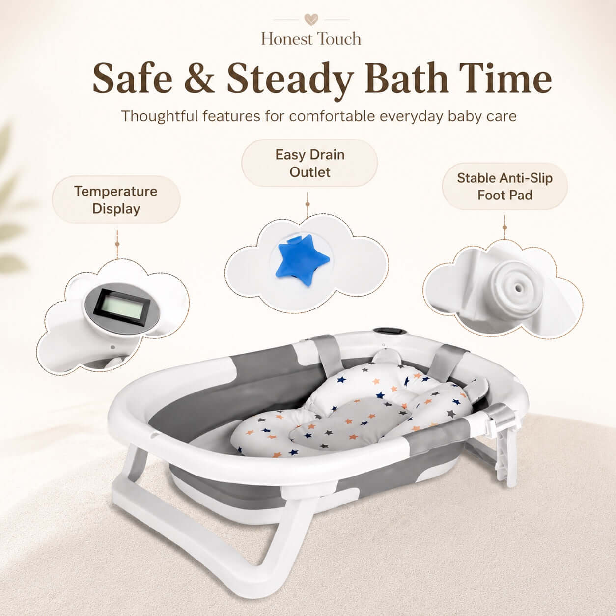 Baby Bathtub Temp-Sensing | Gentle Bath Comfort