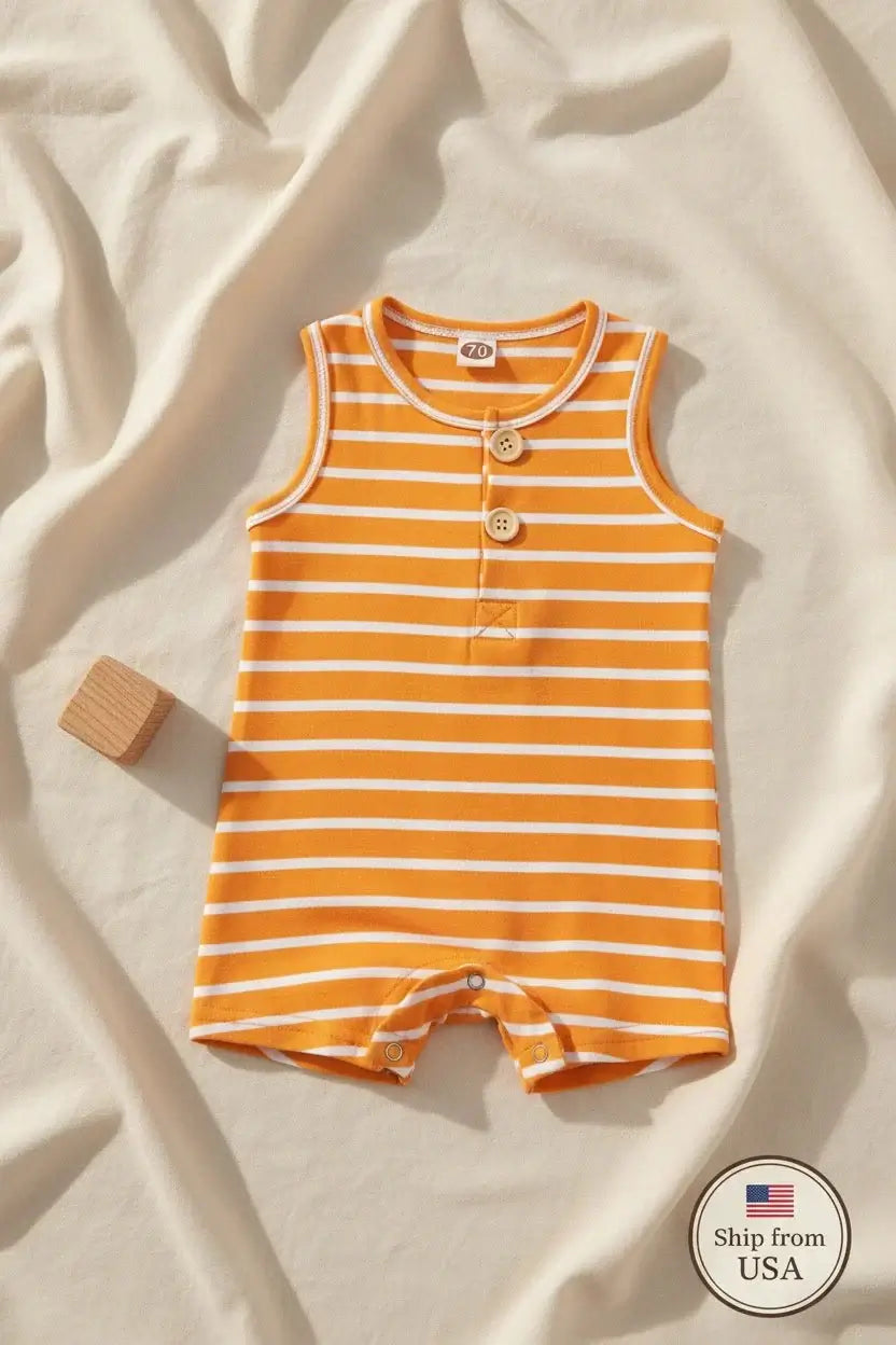 Baby Boy Striped Romper Summer Clothing Set - Cool Comfort