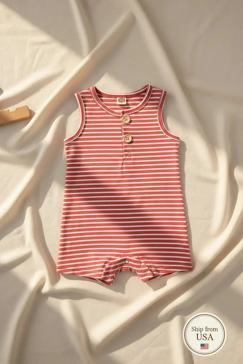 Baby Boy Striped Romper Summer Clothing Set - Cool Comfort