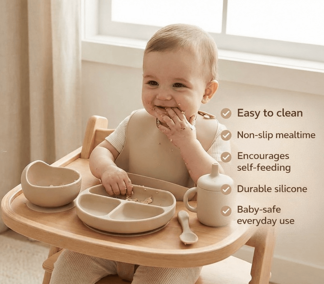 baby feeding essentials silicone tableware set