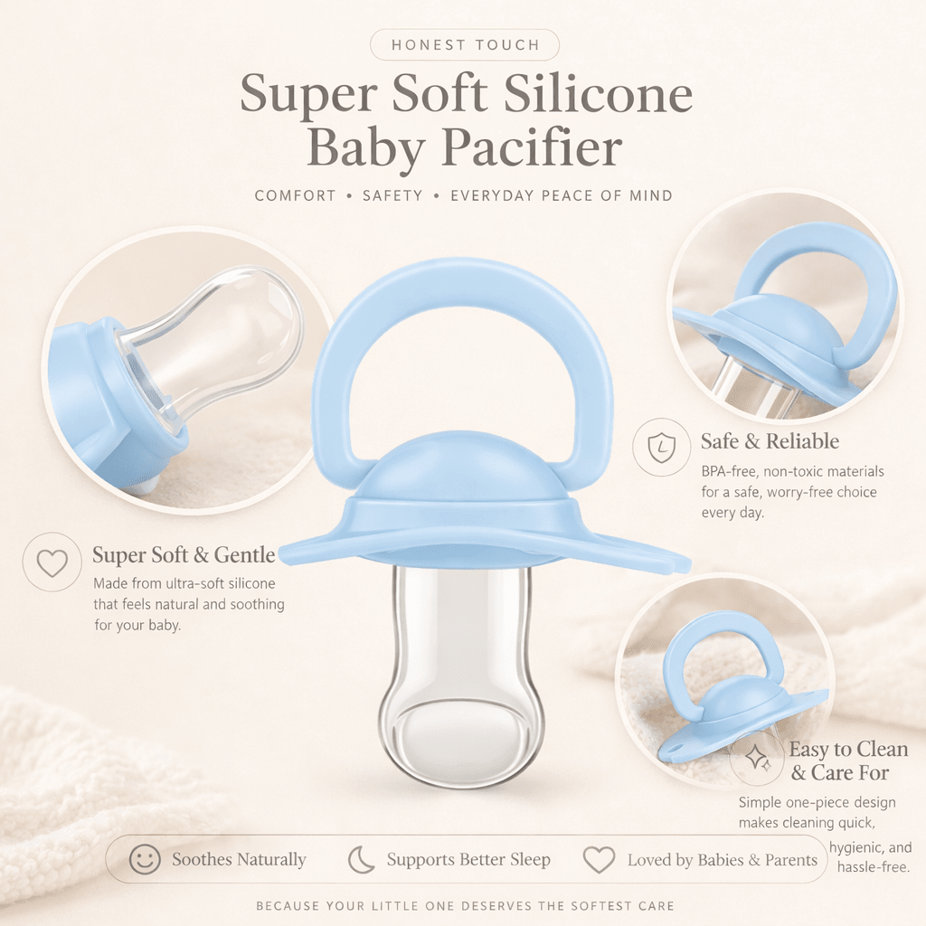 Super Soft Silicone Baby Pacifier | Safe & Gentle | Honest Touch